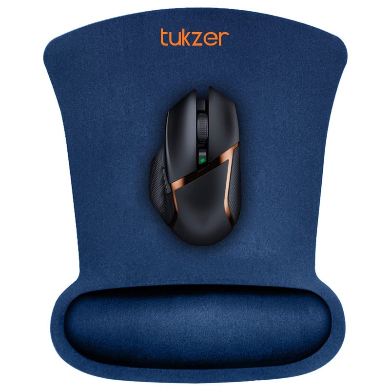 tuKZer Gel Mouse Pad| Memory Foam Cushion Mousepad with Wrist Support, Ergonomic Design| Non-Slip Rubber Base| Suitable for Gaming, Computer, Laptop, Home & Office Non-Slip Rubber Base (Dark Blue) - Image 1