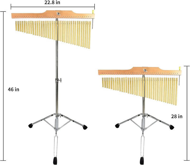 ENNBOM Bar Chimes with Adjustable Stand 25 Note 36 Note Single-row Wind Chime Musical Percussion Instrument (36 Note, Frosted gold) - Image 4