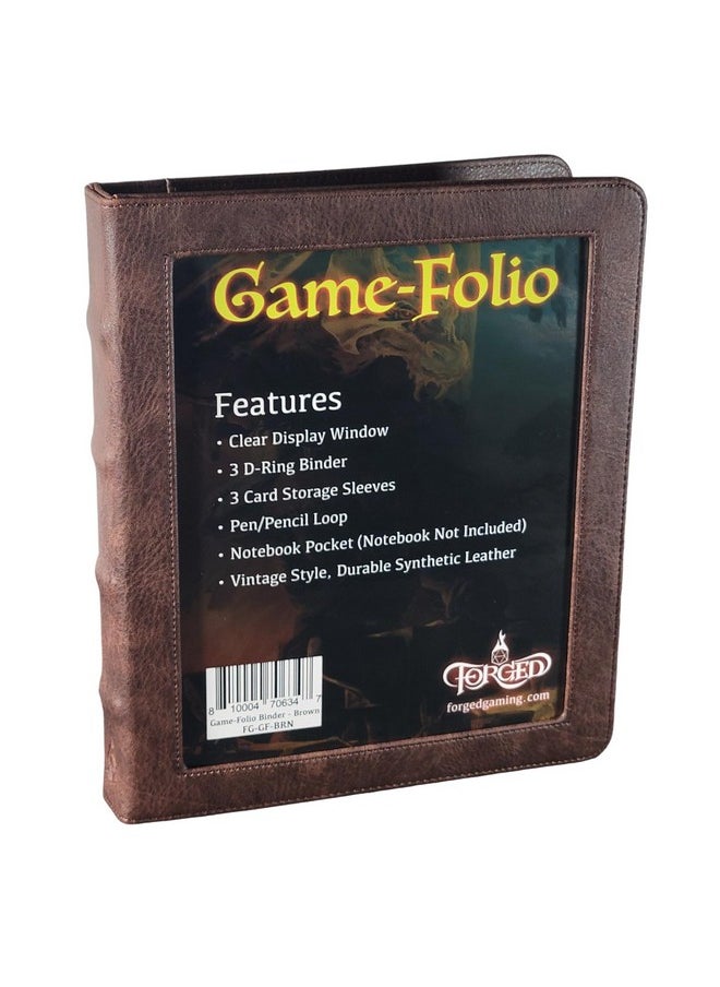 فورجد دايس كو. حافظة جلدية من Game-Folio - حافظة ألعاب لأوراق شخصيات Dnd مع منظم بطاقات تعويذة Dnd وجيب أمامي شفاف - متوافقة مع Dungeons And Dragons Rpg - بني  - Image 1