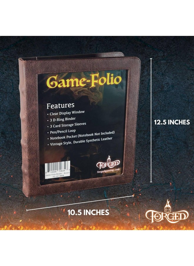 فورجد دايس كو. حافظة جلدية من Game-Folio - حافظة ألعاب لأوراق شخصيات Dnd مع منظم بطاقات تعويذة Dnd وجيب أمامي شفاف - متوافقة مع Dungeons And Dragons Rpg - بني  - Image 5