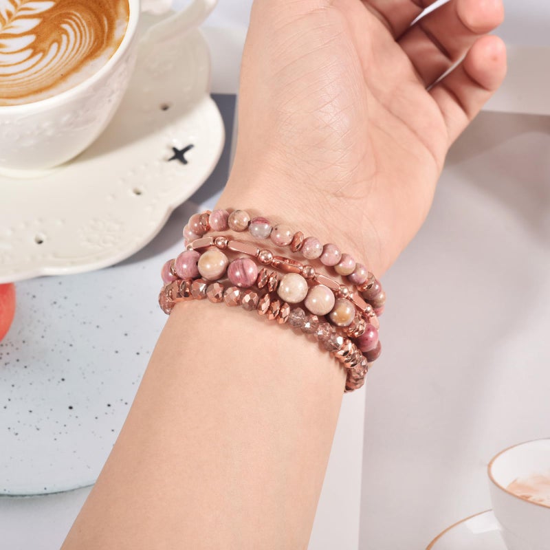VISOOM Beaded Boho Bracelet for Apple Watch Series 11 10 Se 9 8 7 6 5 4 3 2 1 Bands Wrap Straps 42mm 41mm 40mm 38mm Women, Fashion Handmade Cute Crystal beads Stretchy Watch Strap for iWatch Bands - Image 3