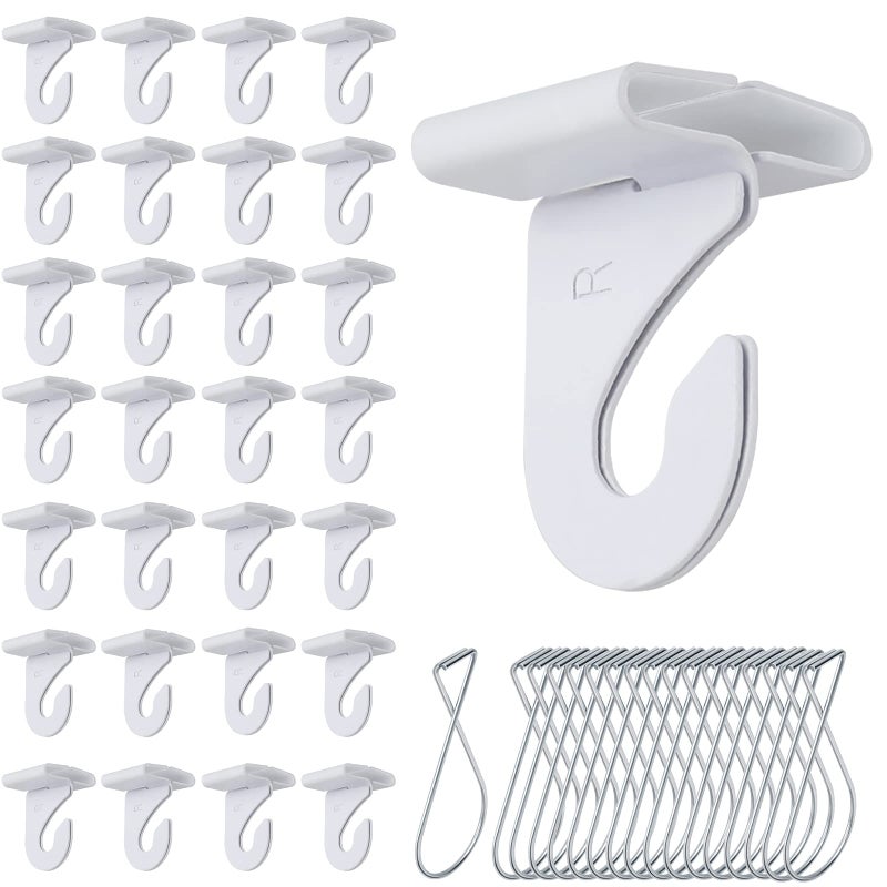 Makalone 50 Packs Drop Ceiling Hooks For Hanging  25 Pairs Right And Left Ceiling Hooks And 25Pcs Ceiling Hook Clips Suspended T-Bar Clips For Home Classroom Office Wedding Hanging Plants - Image 1