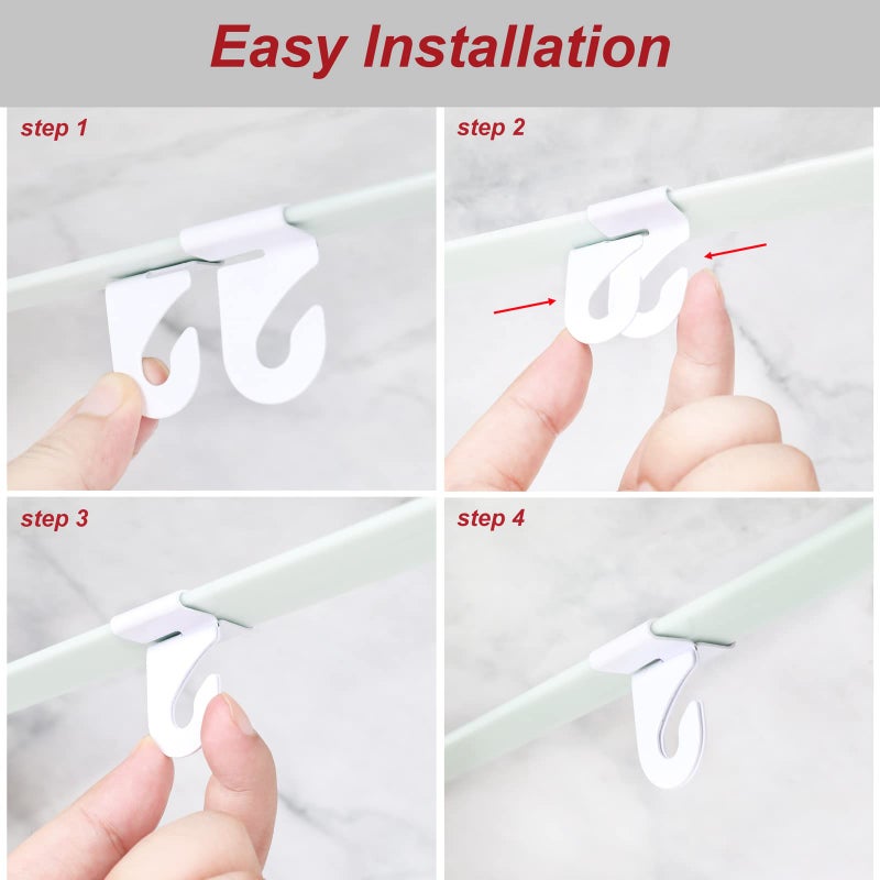 Makalone 50 Packs Drop Ceiling Hooks For Hanging  25 Pairs Right And Left Ceiling Hooks And 25Pcs Ceiling Hook Clips Suspended T-Bar Clips For Home Classroom Office Wedding Hanging Plants - Image 3