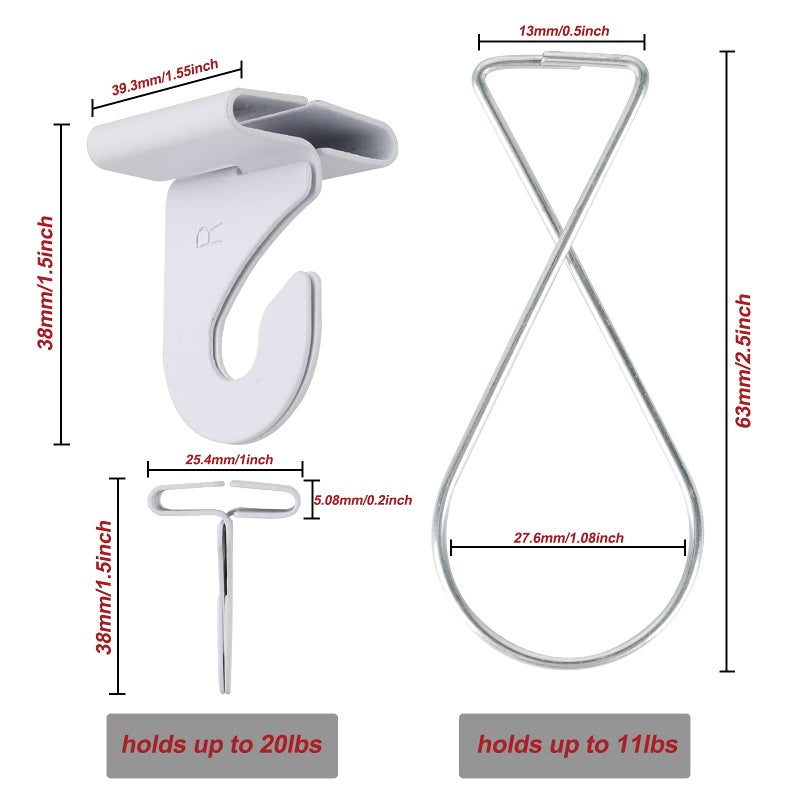Makalone 50 Packs Drop Ceiling Hooks For Hanging  25 Pairs Right And Left Ceiling Hooks And 25Pcs Ceiling Hook Clips Suspended T-Bar Clips For Home Classroom Office Wedding Hanging Plants - Image 5
