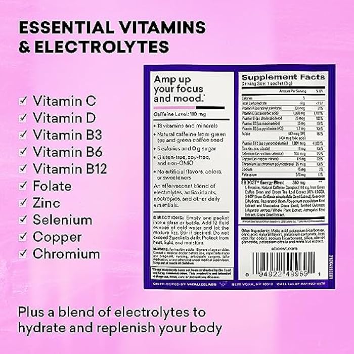 EBOOST Super Energy Powder Drink Mix, Non-GMO Electrolyte Supplement Loaded with Vitamins (Acai Pomegranate), 0.2 Ounce (Pack of 20) - Image 3