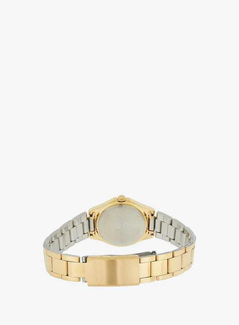 كاسيو Casio Women'S Watch - Ltp-1130N-1Ardf Black Dial, Gold Band