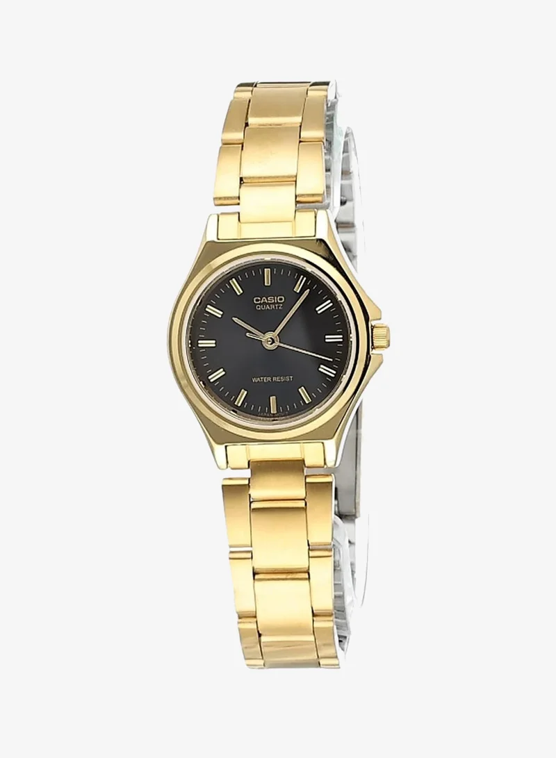 كاسيو Casio Women'S Watch - Ltp-1130N-1Ardf Black Dial, Gold Band