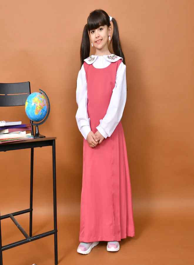 HAWRAA ABAYA Sama Pink Apron: Soft and elegant design with side pleats
