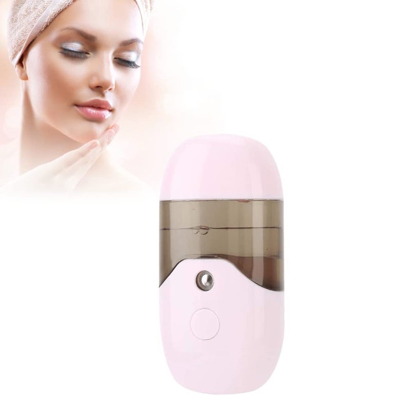 klarako 50ml Nano Facial Mister,Mini Portable Handheld Face Steamer USB Nano Facial Spray Face Make-up Beauty Sprayer Machine Cleaning Pores for Facial Hydrating for Skin Care Office and Travel(Pink) - Image 1