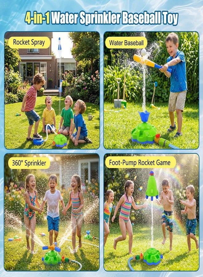 Love&Mini 4-in-1 Kids Water Sprinkler Toy, Rocket Sprinkler with Spinning Splash & Foot-Launch Rocket, Outdoor Water Toys for Backyard Lawn, Summer Birthday Gift for Boys Girls Toddlers Ages 3-12 - Image 2