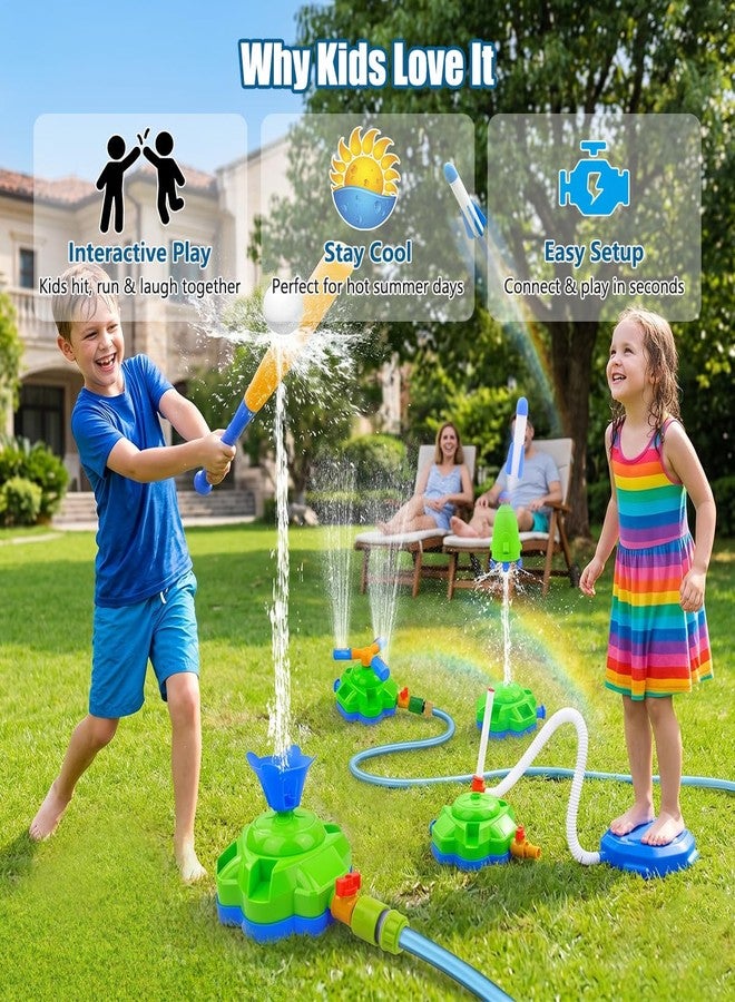 Love&Mini 4-in-1 Kids Water Sprinkler Toy, Rocket Sprinkler with Spinning Splash & Foot-Launch Rocket, Outdoor Water Toys for Backyard Lawn, Summer Birthday Gift for Boys Girls Toddlers Ages 3-12 - Image 3