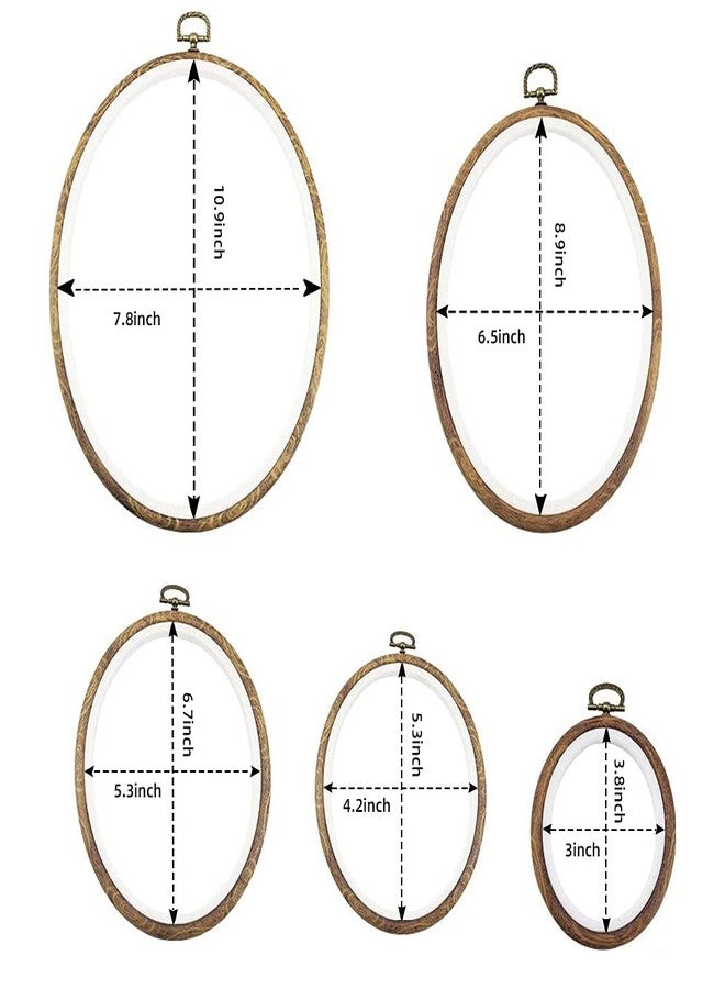 GuoFa 5PCS Oval Embroidery Hoops Set - Imitation Wood Cross Stitch Hoop Frames in 5 Sizes (4'' to 11.4'') - Decorative Display Rings for Hand Embroidery, Sewing, Needlepoint, DIY Crafts - Image 2