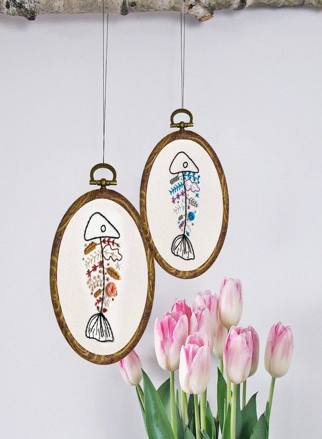 GuoFa 5PCS Oval Embroidery Hoops Set - Imitation Wood Cross Stitch Hoop Frames in 5 Sizes (4'' to 11.4'') - Decorative Display Rings for Hand Embroidery, Sewing, Needlepoint, DIY Crafts - Image 5