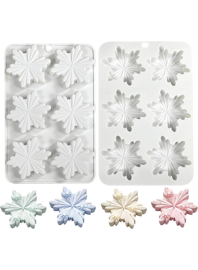 Snowflake Silicone Molds, 2 PCS Snowflake Soap Molds, 12 - Cavities Snowflakes Chocolate Molds, Snowflake Ice Cube Molds, for DIY Christmas Chocolates, Candy, Muffins, Candle, Cake Decoration - Image 1