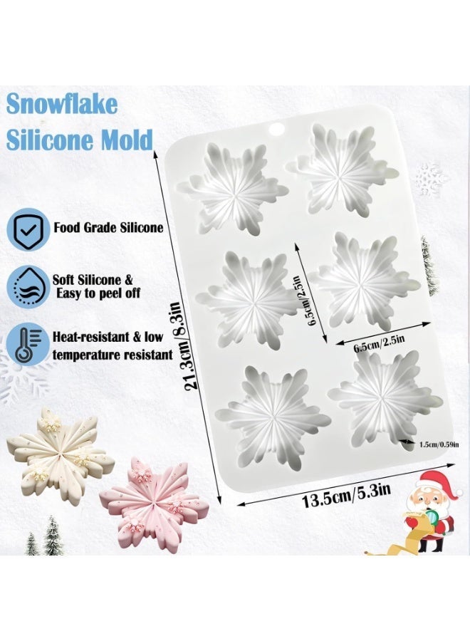 Snowflake Silicone Molds, 2 PCS Snowflake Soap Molds, 12 - Cavities Snowflakes Chocolate Molds, Snowflake Ice Cube Molds, for DIY Christmas Chocolates, Candy, Muffins, Candle, Cake Decoration - Image 2