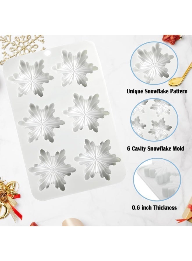 Snowflake Silicone Molds, 2 PCS Snowflake Soap Molds, 12 - Cavities Snowflakes Chocolate Molds, Snowflake Ice Cube Molds, for DIY Christmas Chocolates, Candy, Muffins, Candle, Cake Decoration - Image 3