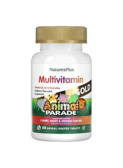 Natures Plus NaturesPlus, Animal Parade Gold, Children's Chewable Supplement, Cherry, Grape & Orange, 60 Animal-Shaped Tablets 