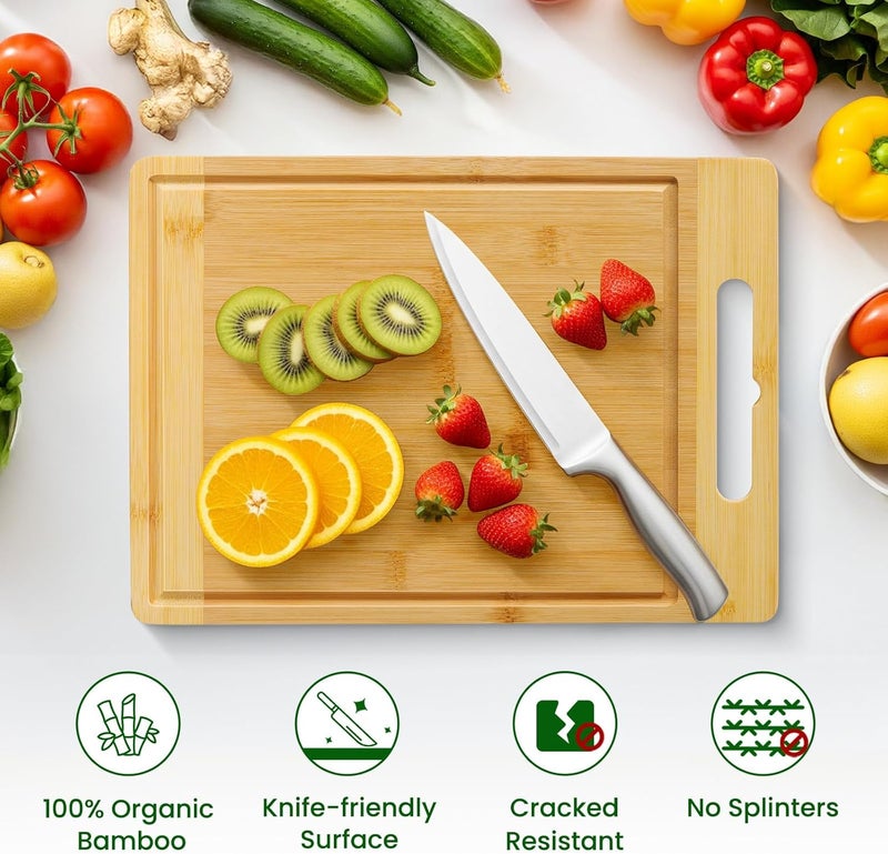 Kikcoin هدايا عيد ميلاد أم كيككوين - ألواح تقطيع الخيزران للمطبخ، هدية لوح التقطيع ليوم الأم من الابنة الابن، هدايا عيد الشكر وعيد الميلاد للأم الجديدة، لوح تقطيع كبير 13.8" × 9.8" - Image 4
