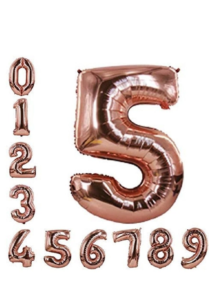 Brain Giggles Brain Giggles 40 Inch Rose Gold Number 5 Foil Balloon  - Image 2