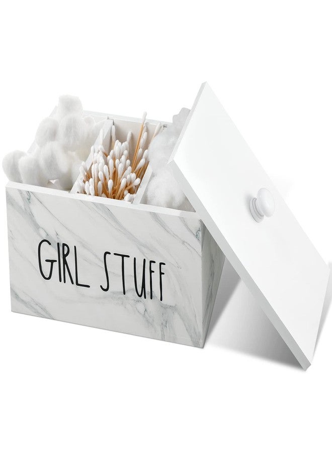 Otuuz Tampon Holder for Bathroom with Movable Dividers Shark Tampon Storage Container Week with Lid Farmhouse Pad Container Box Feminine Product Organizer Girl Stuff Box for Bathroom(Marble Style) - Image 1