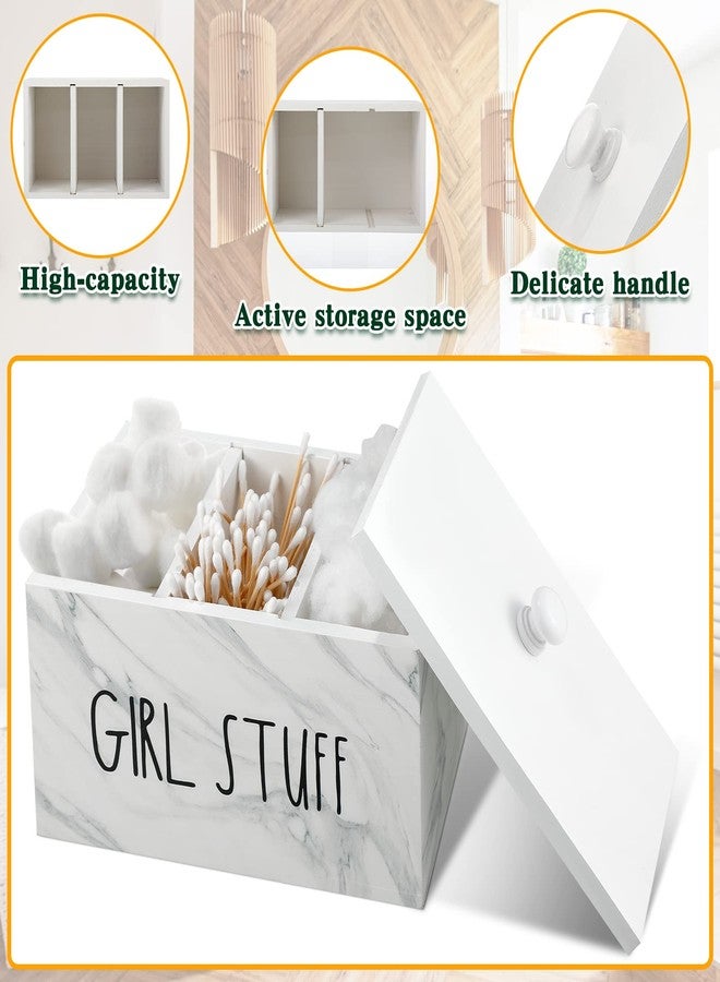 Otuuz Tampon Holder for Bathroom with Movable Dividers Shark Tampon Storage Container Week with Lid Farmhouse Pad Container Box Feminine Product Organizer Girl Stuff Box for Bathroom(Marble Style) - Image 2