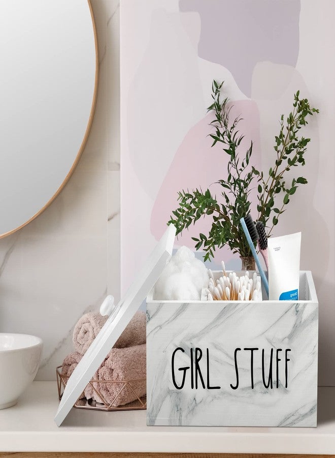 Otuuz Tampon Holder for Bathroom with Movable Dividers Shark Tampon Storage Container Week with Lid Farmhouse Pad Container Box Feminine Product Organizer Girl Stuff Box for Bathroom(Marble Style) - Image 4