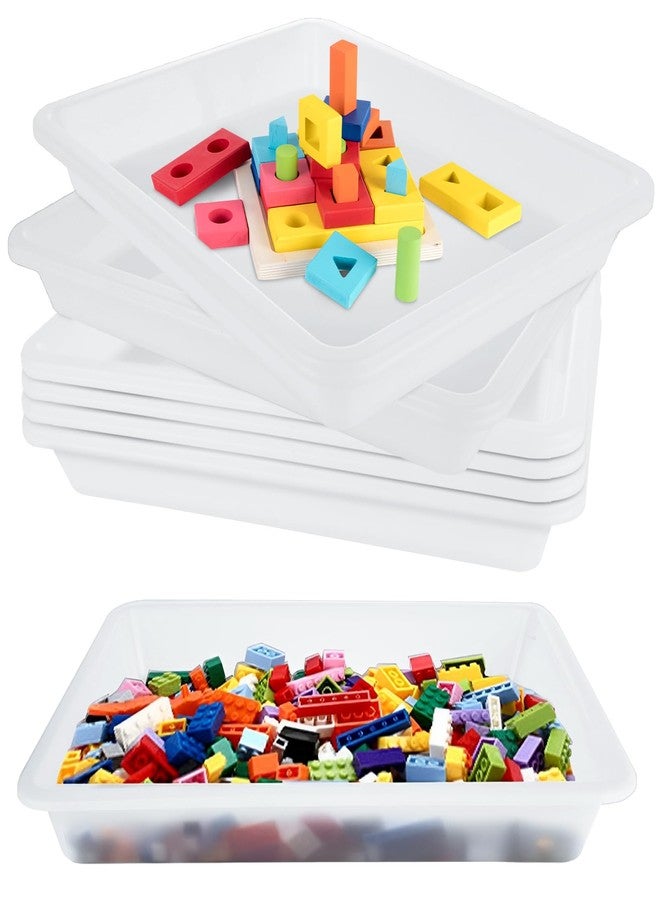FVIEXE 20 Pack White Plastic Art Tray, Craft Activity Tray Plastic Trays for Arts and Crafts, Sensory Tray Organizer Tray for Lego, Sand, Beads, Painting, Jewelry, 11.0 x 8.3 x 1.2 Inch - Image 1