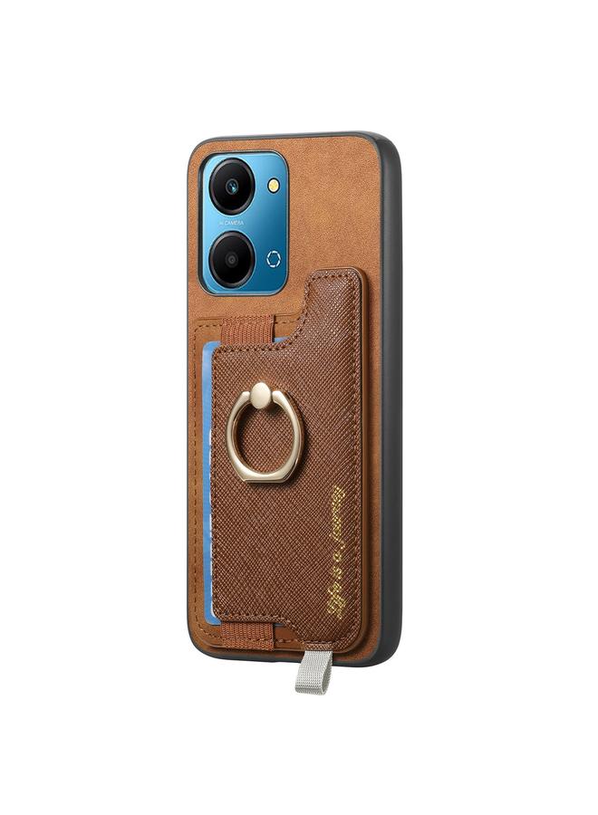 اس-توب جراب هاتف Honor 100 Pro Retro Magsafe Cross من الجلد مع حامل حلقة وحقيبة بطاقات - Image 2