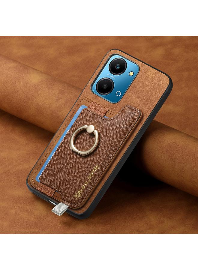 اس-توب جراب هاتف Honor 100 Pro Retro Magsafe Cross من الجلد مع حامل حلقة وحقيبة بطاقات - Image 5