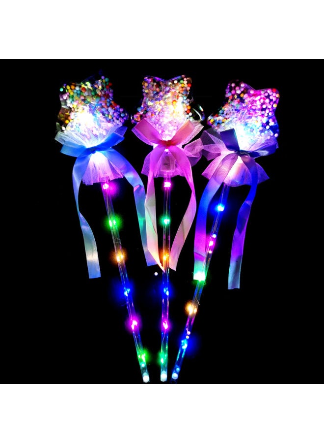 Luminous Fairy Stick Star Wave Ball Magic Wand Flash Children's Toy Stall Night Market Drainage Pushing Small Gifts-Color:Full-body Luminous Pentagram - Image 1