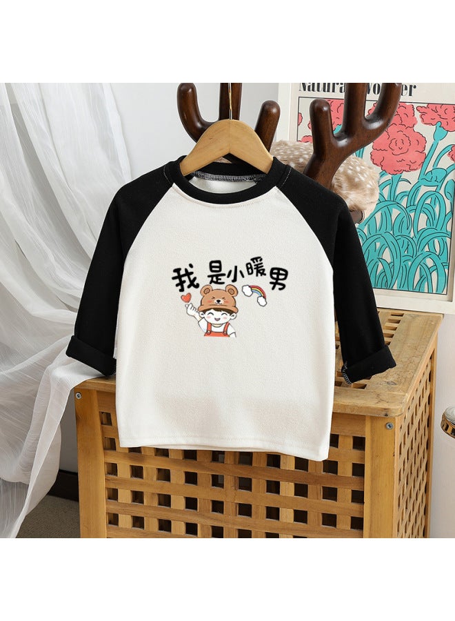 Children's Long-sleeved T-shirt Crewneck Ragged Shoulder Men's And Women's Baby Foreign Style All-match Autumn New Top Base Shirt Children's Wear