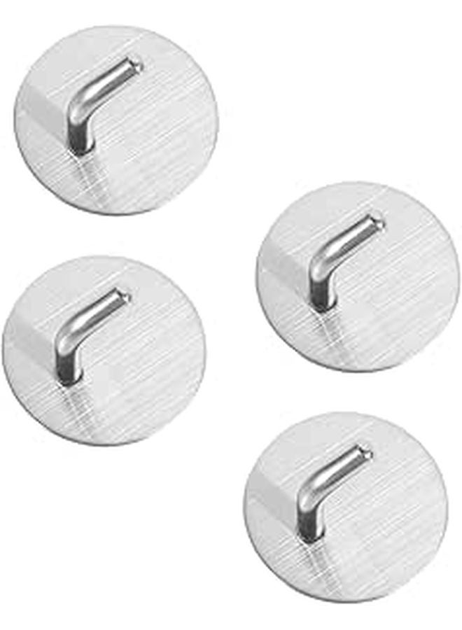 4 Pack Stainless Steel Adhesive Hooks For Kitchen Bathroom Smooth Surfaces Space Saving Organizers - Image 1