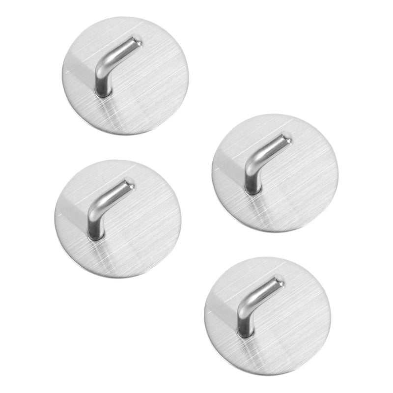 4 Pack Stainless Steel Adhesive Hooks For Kitchen Bathroom Smooth Surfaces Space Saving Organizers - Image 2