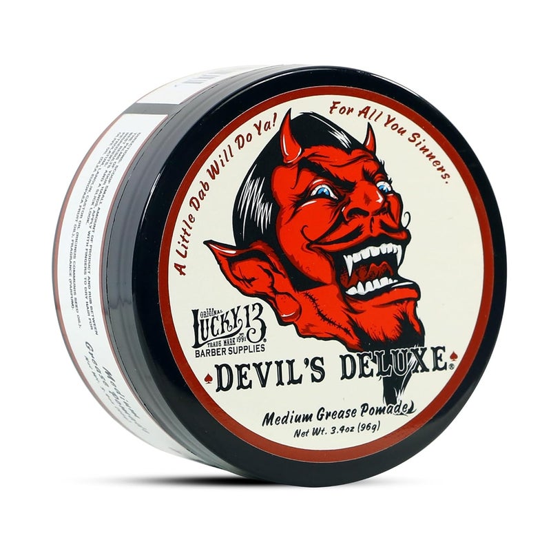 Lucky 13 Devils Deluxe Medium Grease Pomade 34oz  Oil Based  Medium Hold  Medium Shine