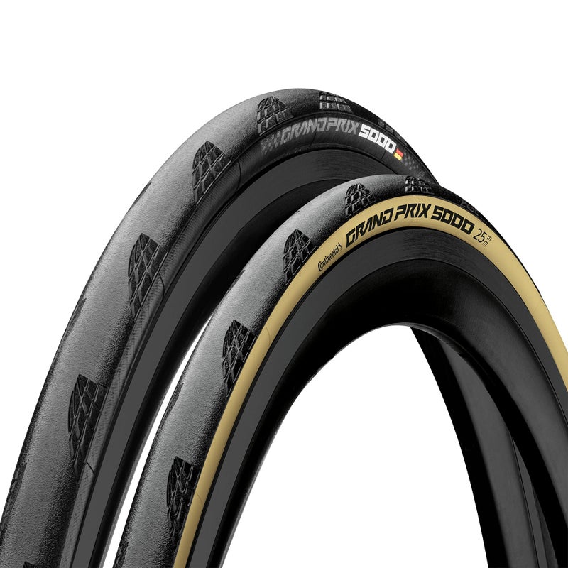 Continental Grand Prix 5000 Tire - 700 x 28, Clincher, Folding, Black/Cream, BlackChili, Vectran Breaker, LazerGrip, ACT - Image 1