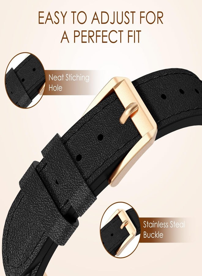 NewWays رباط ساعة آبل الجديد من نيو ويز، جلد رفيع مع bow لامع لسلسلة 11 10 42mm 40mm 41mm لساعة آي ووتش سلسلة 11 10 9 8 7 6 5 4 SE، حزام مصمم رفيع أنيق للنساء، ذهب وردي/أسود - Image 5