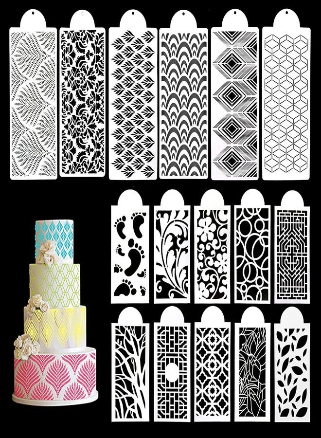 Kachi Pencil Cake Decorating Stencil - Zigzag Cake Stencils Design Templates - Pack of 16 - Image 1