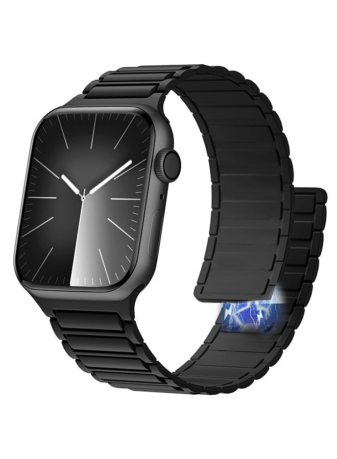 X-level Magnetic Silicone Band for Apple Watch Ultra Ultra2/ 9 8 7 6 5 4 3 2 1 SE, Soft Silicone Waterproof Strap Wristbands Compatible for Men Women Wrist Solo Loop, Sport Silicone Strap for iWatch Apple Watch Series Ultra 49mm 45mm 44mm 42mm （Black） - Image 1