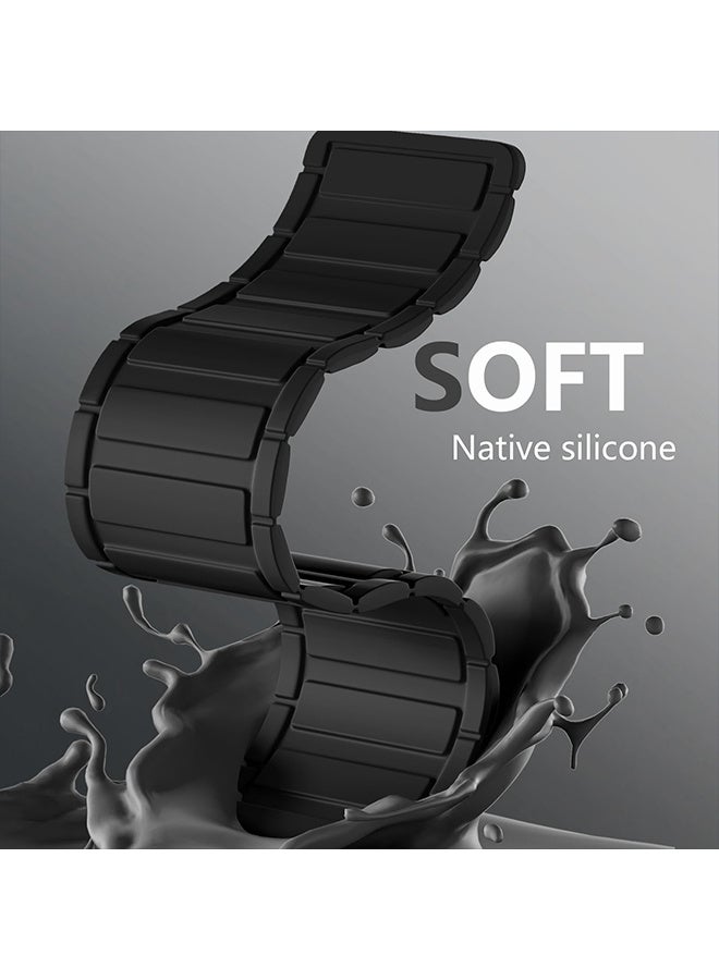 X-level Magnetic Silicone Band for Apple Watch Ultra Ultra2/ 9 8 7 6 5 4 3 2 1 SE, Soft Silicone Waterproof Strap Wristbands Compatible for Men Women Wrist Solo Loop, Sport Silicone Strap for iWatch Apple Watch Series Ultra 49mm 45mm 44mm 42mm （Black） - Image 3