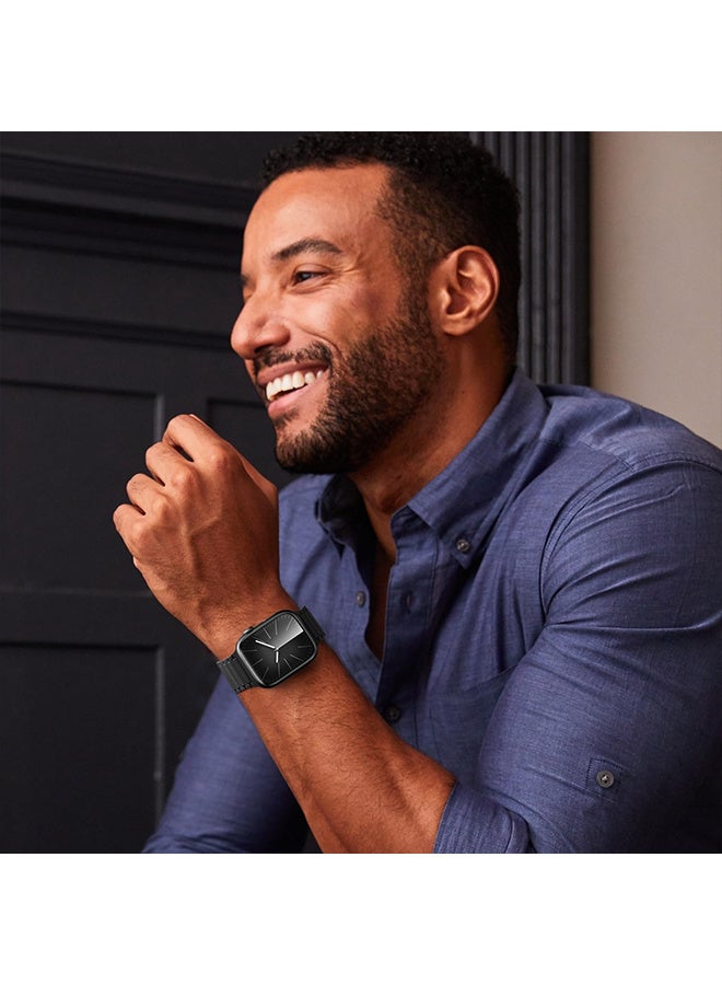 X-level Magnetic Silicone Band for Apple Watch Ultra Ultra2/ 9 8 7 6 5 4 3 2 1 SE, Soft Silicone Waterproof Strap Wristbands Compatible for Men Women Wrist Solo Loop, Sport Silicone Strap for iWatch Apple Watch Series Ultra 49mm 45mm 44mm 42mm （Black） - Image 5