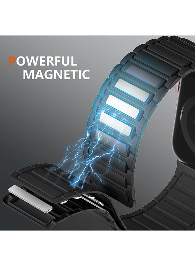 X-level Magnetic Silicone Band for Apple Watch Ultra Ultra2/ 9 8 7 6 5 4 3 2 1 SE, Soft Silicone Waterproof Strap Wristbands Compatible for Men Women Wrist Solo Loop, Sport Silicone Strap for iWatch Apple Watch Series Ultra 49mm 45mm 44mm 42mm （Black） - Image 2