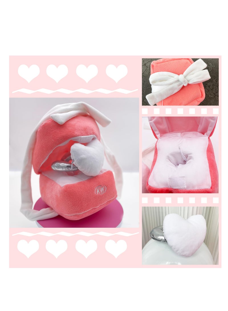 SYOSI Plush Ring Box Toy Funny Gifts Couples Ideas Hide Surprise Oversized Ring Sets Plush Couple Ring Surprise Gift Machine Washable Love Ring Case Pink  - Image 5