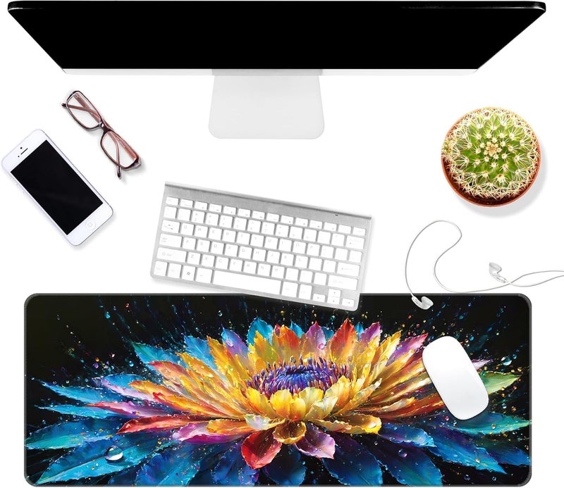 Dynippy Thin Extended Gaming Mouse Pad （31.5 * 11.8 * 0.08 inch） with Stitched Edges Large, Long XXL Keyboard and Mouse pad Desk Mat for Gaming Office & Home - Flower 30 - Image 3