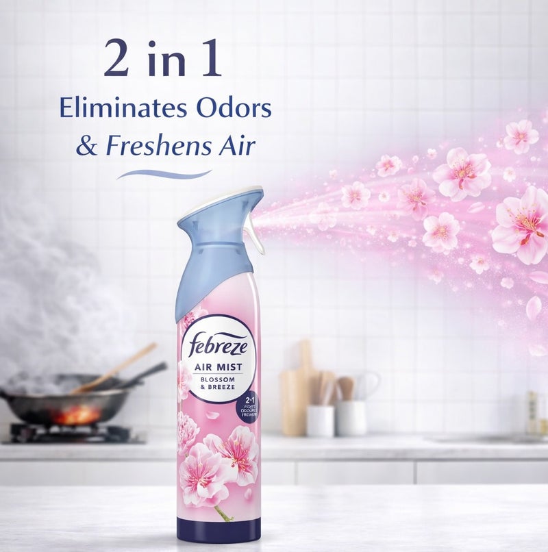 Febreze Air Mist Blossom & Breeze 185ml Air Freshener Spray, Long Lasting Floral Fragrance, Odor Eliminator Spray, Water Based Formula, Natural Propellant Home Bathroom Bedroom Office Freshener - Image 2