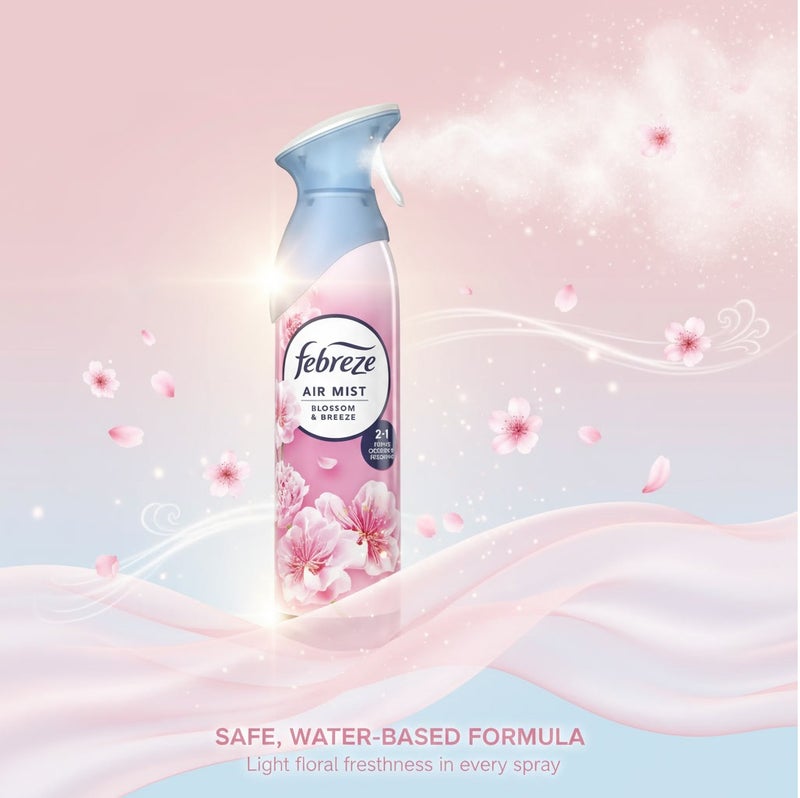 Febreze Air Mist Blossom & Breeze 185ml Air Freshener Spray, Long Lasting Floral Fragrance, Odor Eliminator Spray, Water Based Formula, Natural Propellant Home Bathroom Bedroom Office Freshener - Image 5