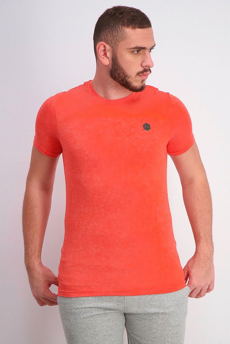 UNDER ARMOUR Men Seamless Short Sleeve T-shirt, Red - Image 1