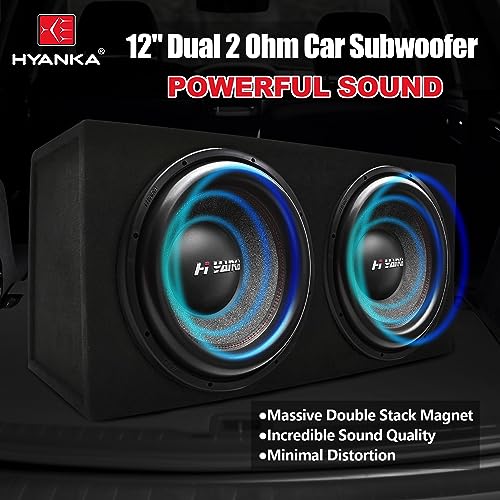 H YANKA BSF-12-2 12 Inch Subwoofer - 1800W MAX Power 12 Inch Paper Cone Car Audio, Black Aluminum Basket, 2.5“ Dual Voice Coil 2 Ohm Impedance 12" Subwoofer for Cars - Image 2
