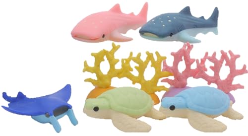 Iwako Deep Sea Animals Turtle Shark Stingray Coral Reef Japanese Erasers - Image 1