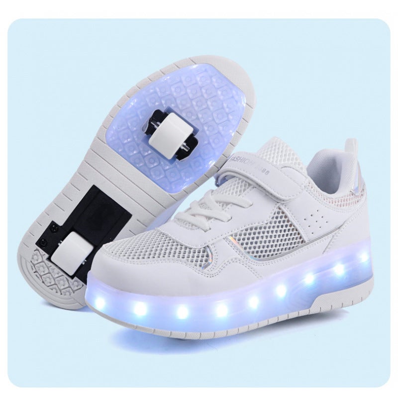 Generation Four-Wheel Heloo Shoes Girls Sports Pulley Shoes Spring Burst Wheel Children'S Skating - Image 3