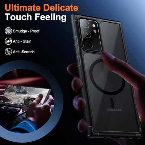 Guizzcg for Samsung Galaxy Note 20 Ultra Magnetic Case - [Compatible with Magsafe Accessory][Military Drop Protection] Soft TPU Bumper + Translucent Matte Back Cover for Note 20 Ultra, Matte Black - Image 5
